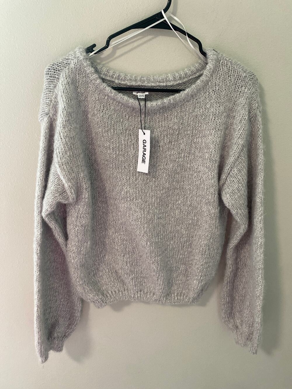 Garage Long Sleeve Crewneck Bubble Sweater, Spring Grey Size XXS